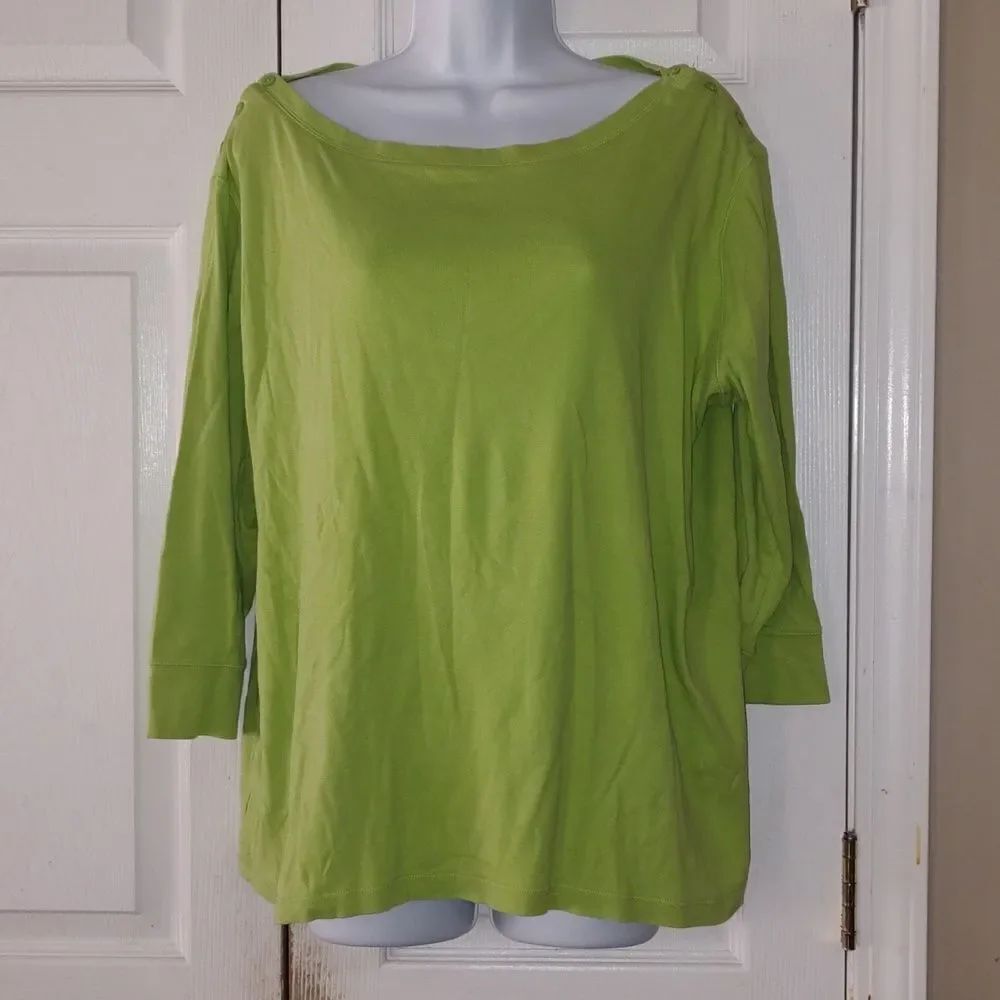Ann Klein Sport lime green 3/4th length sleeve top Sz 2X